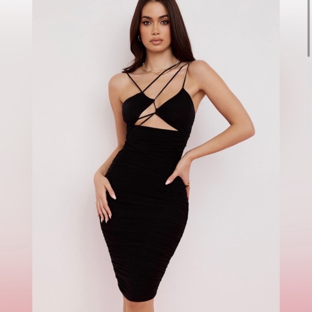 House of CB Black Strappy Midi Dress
